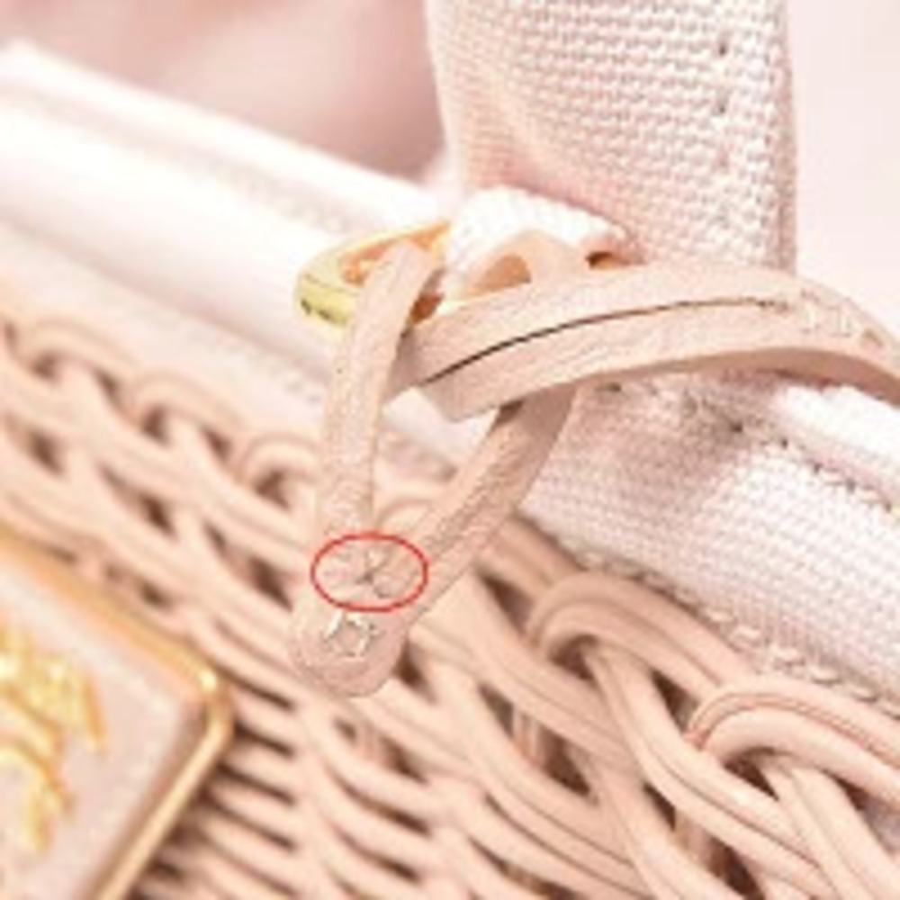 Prada Wicker Basket Bag Rattan Canvas Pesca Pink - Picture 7 of 10